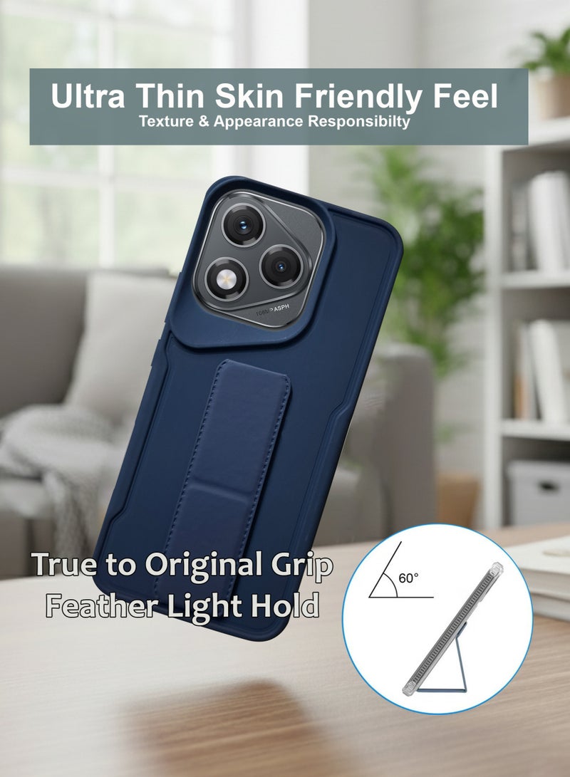 Honor 400 Lite Hand Grip Case Cover - Magnetic Hand Grip Holder & Kickstand Case For Honor 400 Lite - Strong Grip for Magnetic Car Holder, Stylish Silicone Case & Functional, Ultimate Convenience & Hands-Free Viewing - NavyBlue - Image 2